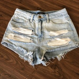 Forever 21 light denim distressed shorts